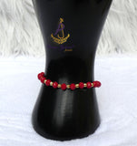 New Candy Hot Red Beads with Gold Plated Bracelets Beads Women Men Unisex Fashion Jewellery - Great as Gift
