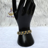 Trending Black with Gold 18K Gold Plated Bracelets Beads Women Fashion Jewellery - Great as Gift for Women Wife Girlfriend Bride Bridemaid
