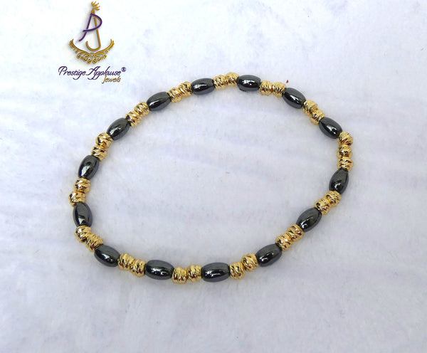 Trending Black with Gold 18K Gold Plated Bracelets Beads Women Fashion Jewellery - Great as Gift for Women Wife Girlfriend Bride Bridemaid