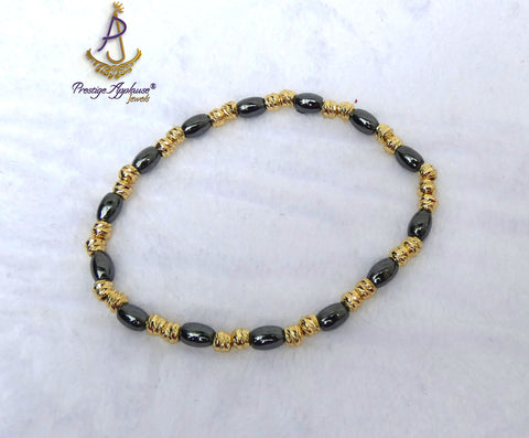 Trending Black with Gold 18K Gold Plated Bracelets Beads Women Fashion Jewellery - Great as Gift for Women Wife Girlfriend Bride Bridemaid