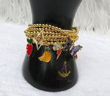 Gold  Plated Candy Bracelet Set with Charms – Stackable Fashion Bracelet for Women
