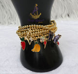 Gold  Plated Candy Bracelet Set with Charms – Stackable Fashion Bracelet for Women
