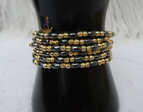 Trending Black with Gold 18K Gold Plated Bracelets Beads Women Fashion Jewellery - Great as Gift for Women Wife Girlfriend Bride Bridemaid