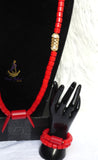 Red Igbo Elephant Tusk Red Coral Groom men African Beads Necklace Bracelet Jewellery Wedding Set - For Male