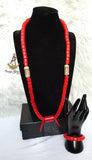 Red Igbo Elephant Tusk Red Coral Groom men African Beads Necklace Bracelet Jewellery Wedding Set - For Male