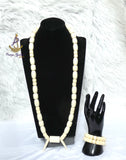 Off-White Cream Igbo Delta Edo Elephant Tusk Red Coral Groom men African Beads Jewellery Set