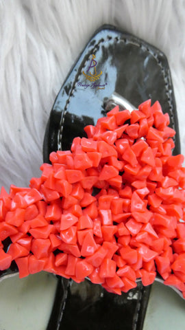 Coral Bead Slide Sandals | African Traditional Wedding Slippers | Igbo Edo Yoruba Bridal Shoes | Handmade Coral Beaded Slides for Women