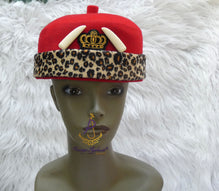 Odogwu Leopard Print Okpu Agu Hat with Tusks | Igbo Chieftaincy Hat for Men | Cultural Cap Yoruba Edo Groom Traditional Wedding Costume Hat