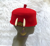 Igbo Edo Chief Ozo Red Cap | Nigerian Men's Hat | African Traditional Chief Hat with Free Red Bracelet