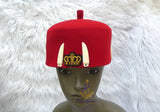 Igbo Edo Chief Ozo Red Cap | Nigerian Men's Hat | African Traditional Chief Hat with Free Red Bracelet