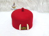 Igbo Edo Chief Ozo Red Cap | Nigerian Men's Hat | African Traditional Chief Hat with Free Red Bracelet