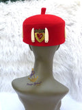 Odogwu Leopard Print Okpu Agu Hat Tusks | Igbo Chieftaincy Hat for Men Cap