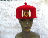 Odogwu Leopard Print Okpu Agu Hat Tusks | Igbo Chieftaincy Hat for Men Cap