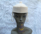 Queen Red Orange White Edo White Beaded Edo Bridal Crown | African Traditional Wedding Coral Style Beaded Crown | Igbo Edo Yoruba Royal Bridal Headpiece | Queen CrownCrown wedding Bridal Party Beaded Women Traditional Edo Igbo Hat (Copy)