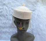 Queen Red Orange White Edo White Beaded Edo Bridal Crown | African Traditional Wedding Coral Style Beaded Crown | Igbo Edo Yoruba Royal Bridal Headpiece | Queen CrownCrown wedding Bridal Party Beaded Women Traditional Edo Igbo Hat (Copy)