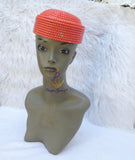 Orange Chieftaincy cap Queen Edo Coral Crown wedding Bridal Party Beaded Cap Edo Igbo Hat African bridal cap