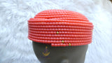 Orange Chieftaincy cap Queen Edo Coral Crown wedding Bridal Party Beaded Cap Edo Igbo Hat African bridal cap