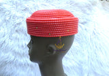 Orange Chieftaincy cap Queen Edo Coral Crown wedding Bridal Party Beaded Cap Edo Igbo Hat African bridal cap