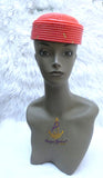 Orange Chieftaincy cap Queen Edo Coral Crown wedding Bridal Party Beaded Cap Edo Igbo Hat African bridal cap