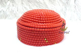 Orange Chieftaincy cap Queen Edo Coral Crown wedding Bridal Party Beaded Cap Edo Igbo Hat African bridal cap