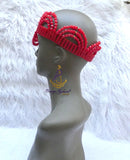 PrestigeApplause Nigerian Red Edo Coral Crown wedding Bridal Party Beaded Edo Igbo Hat Cap