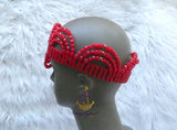PrestigeApplause Nigerian Red Edo Coral Crown wedding Bridal Party Beaded Edo Igbo Hat Cap