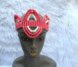 PrestigeApplause Nigerian Orange Mixed White Edo Coral Crown Necklace Purse Blouse wedding Bridal Party Beaded Edo Igbo Hat Cap