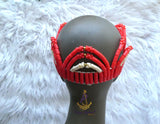 PrestigeApplause Nigerian Orange Mixed White Edo Coral Crown Necklace Purse Blouse wedding Bridal Party Beaded Edo Igbo Hat Cap