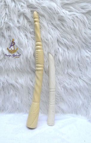 Long Chief Elephant Tusk Replica – African Traditional Igbo Nigerian Edo Delta Odu Hand-Held Nze/Ozo Staff (Faux Bone Material)