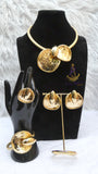 Gold Plated Statement Jewellery Set | Necklace, Earrings, Ring & Bracelet Set | Elegant Women's Gift | Bridal Jewellery