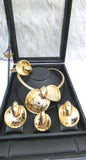 Gold Plated Statement Jewellery Set | Necklace, Earrings, Ring & Bracelet Set | Elegant Women's Gift | Bridal Jewellery
