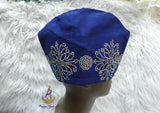 PrestigeApplause Royal Blue Stoned African Men Aso Oke Yoruba Fila Cap Party Groom Men Nigerian Hat