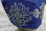 PrestigeApplause Royal Blue Stoned African Men Aso Oke Yoruba Fila Cap Party Groom Men Nigerian Hat