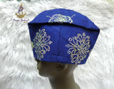 PrestigeApplause Royal Blue Stoned African Men Aso Oke Yoruba Fila Cap Party Groom Men Nigerian Hat