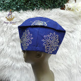 PrestigeApplause Royal Blue Stoned African Men Aso Oke Yoruba Fila Cap Party Groom Men Nigerian Hat