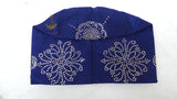 PrestigeApplause Royal Blue Stoned African Men Aso Oke Yoruba Fila Cap Party Groom Men Nigerian Hat