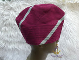 PrestigeApplause Powder Blue Mixed Maroon Men Aso Oke Yoruba Fila Cap Party Groom Men Nigerian Hat