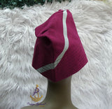 PrestigeApplause Powder Blue Mixed Maroon Men Aso Oke Yoruba Fila Cap Party Groom Men Nigerian Hat
