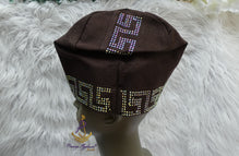 PrestigeApplause Chocolate Brown Stoned Design Style Aso Oke African Nigerian Men Yoruba Fila Cap