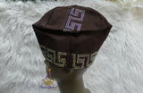 PrestigeApplause Chocolate Brown Stoned Design Style Aso Oke African Nigerian Men Yoruba Fila Cap