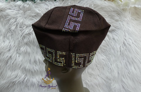 PrestigeApplause Chocolate Brown Stoned Design Style Aso Oke African Nigerian Men Yoruba Fila Cap