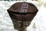 PrestigeApplause Chocolate Brown Stoned Design Style Aso Oke African Nigerian Men Yoruba Fila Cap