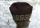 PrestigeApplause Chocolate Brown Stoned Design Style Aso Oke African Nigerian Men Yoruba Fila Cap