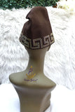 PrestigeApplause Chocolate Brown Stoned Design Style Aso Oke African Nigerian Men Yoruba Fila Cap