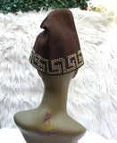 PrestigeApplause Chocolate Brown Stoned Design Style Aso Oke African Nigerian Men Yoruba Fila Cap