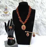 PrestigeApplause Luxury Red Jasper Gemstone Jewellery Set | Natural Stone Necklace, Pendant, Earrings, Bracelet & Ring | African Statement Jewellery | Wedding Gift for Women