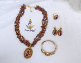PrestigeApplause Luxury Red Jasper Gemstone Jewellery Set | Natural Stone Necklace, Pendant, Earrings, Bracelet & Ring | African Statement Jewellery | Wedding Gift for Women