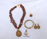 PrestigeApplause Luxury Brown Jasper Gemstone Jewellery Set | Necklace, Pendant, Earrings, Bracelet & Ring |  Wedding Gift for Women