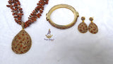 PrestigeApplause Luxury Brown Jasper Gemstone Jewellery Set | Necklace, Pendant, Earrings, Bracelet & Ring |  Wedding Gift for Women