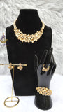 PrestigeApplause Luxury Gold Floral Statement Jewellery Set | Gold Necklace, Earrings, Bracelet & Ring | Wedding Jewellery for Women | Bridal Gift | Luxury Flower Jewellery